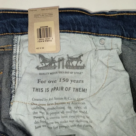 Levi's 505 Men's Blue Jeans Regular Stretch. Size W42/32 - Picture 6 of 9